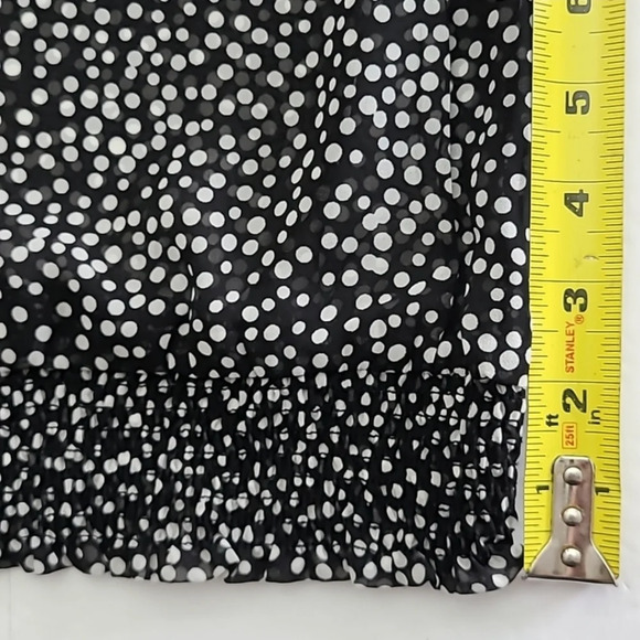 ESPRIT  Blouse Top Black White Polka Dots Semi Sheer Ruffle Long Sleeves Size XS - Picture 13 of 14